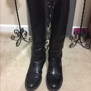 Etienne Aigner Chasity Black Leather Riding Boots